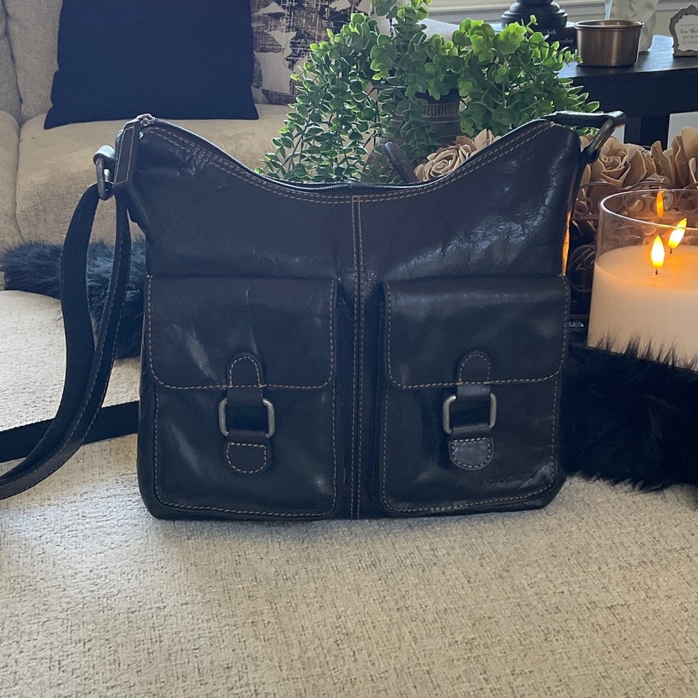 Jack George Black Leather Crossbody Bag